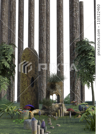 3D Rendered Fairy house tree stump 110522460