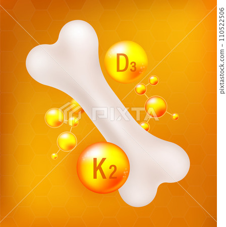 Vitamin D3 and K2 for Bone Health: A Dynamic Vector Illustration of Vital Nutrients 110522506