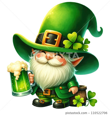 St Patrick Leprechaun Gnome dressed in green - Stock Illustration  [110522706] - PIXTA