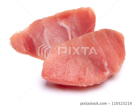 Fresh tuna Fish steak isolated on a white background Fresh tuna Fish steak isolated on a white background 110523219