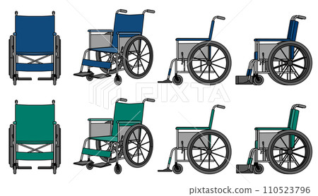 Wheelchair seen from various directions Wheelchair seen from various directions 110523796