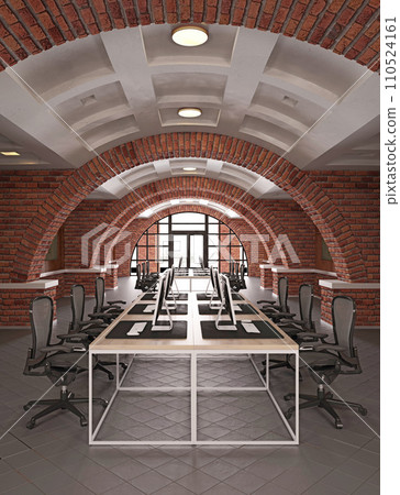 Interior of a modern office with brick walls 110524161