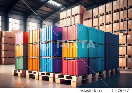 Packaging colorful Boxes Wrapped Plastic Stacked on Pallets in Storage Warehouse. Cartons Pallets Supply Chain. Inventory Shelf Storehouse Distribution. Cargo Shipping Supplies Warehouse Logistics.. Packaging colorful Boxes Wrapped Plastic Stacked on Pallets in Storage Warehouse. Cartons Pallets Supply Chain. Inventory Shelf Storehouse Distribution. Cargo Shipping Supplies Warehouse Logistics.. 110526787