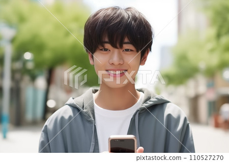 A young man with a smartphone 110527270