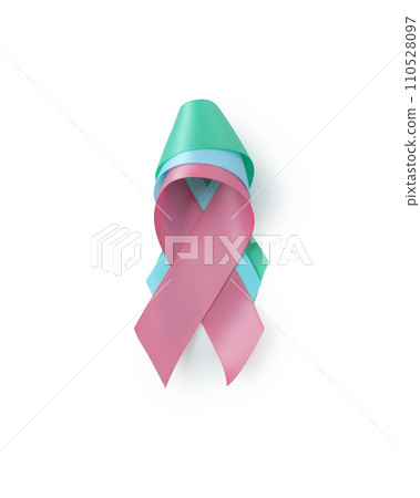 Three different awareness ribbons isolated on white background Three different awareness ribbons isolated on white background 110528097