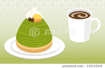 Matcha Mont Blanc and coffee 110528345