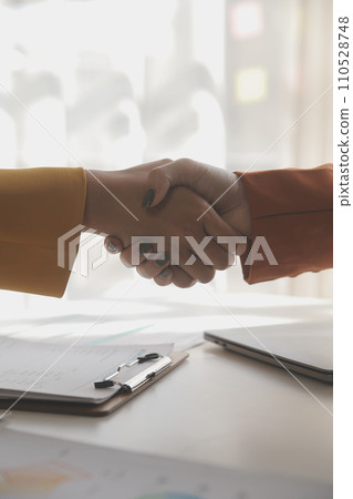 .Team of business people working together in the meeting room office, teamwork background charts and graphs banner, double exposure successful teamwork,business planning concept. 110528748