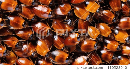 Seamless texture pattern and background of pile of cockroaches. Insectophobia, Blattophobia and blattoptera concept. Blattopterologist, Dictyopterology. AI Seamless texture pattern and background of pile of cockroaches. Insectophobia, Blattophobia and blattoptera concept. Blattopterologist, Dictyopterology. AI 110528940
