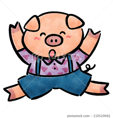 可愛的小豬人物手繪插畫素材 110529092
