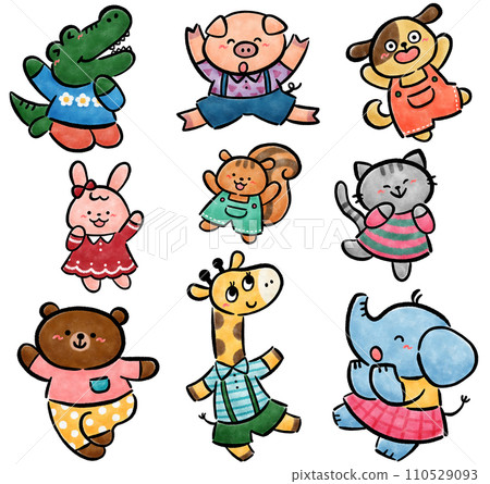 可愛的動物人物手繪插畫素材集 可愛的動物人物手繪插畫素材集 110529093