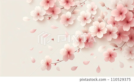 櫻花和花瓣在粉紅色的背景上 櫻花和花瓣在粉紅色的背景上 110529375