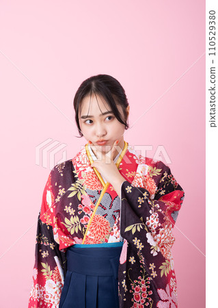 Young woman in hakama style Young woman in hakama style 110529380