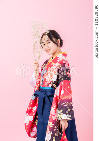 Young woman in hakama style Young woman in hakama style 110529390