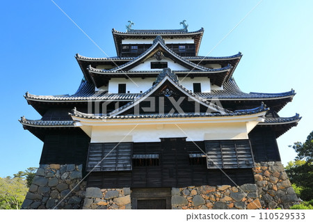 [Shimane Prefecture] Matsue Castle castle tower under clear skies (national treasure) 110529533