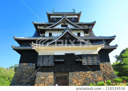 [島根縣]晴空下的松江城天守閣（國寶） 110529539