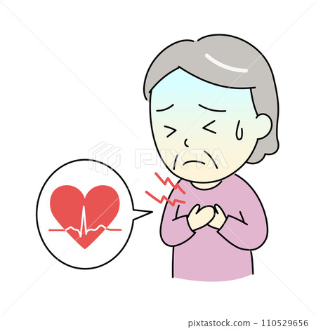 心電圖和一位患有心律不整的老婦人的插圖 110529656