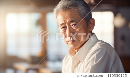 Elderly middle-aged man with many worries AI-generated image 110530115