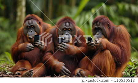 Tech-Savvy Troupe: Orangutans Embrace the Digital Age Tech-Savvy Troupe: Orangutans Embrace the Digital Age 110530518