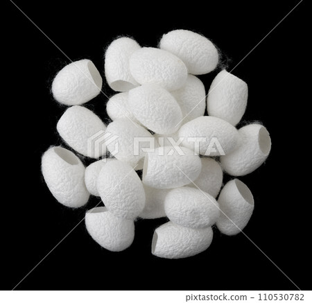 Top view of natural silk cocoons Top view of natural silk cocoons 110530782