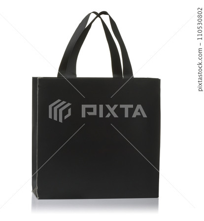 Front view of black paper shopping bag 110530802