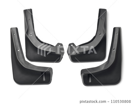 Top view of four new black car mudguard set 110530808