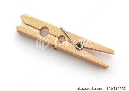 Top view of wooden clothes peg 110530852