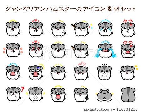 Cute Djungarian hamster mini icon material set Cute Djungarian hamster mini icon material set 110531215