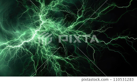 Luminescent Reverie: Abstract Green Lightning Symphony. Generative AI Luminescent Reverie: Abstract Green Lightning Symphony. Generative AI 110531283