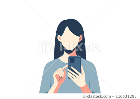 Illustration material of a woman who operates a smartphone Illustration material of a woman who operates a smartphone 110531293