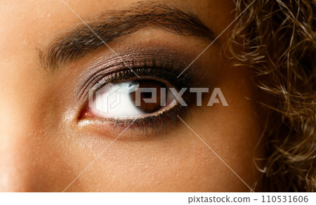 Eye of a black woman shot large macro beauty 110531606