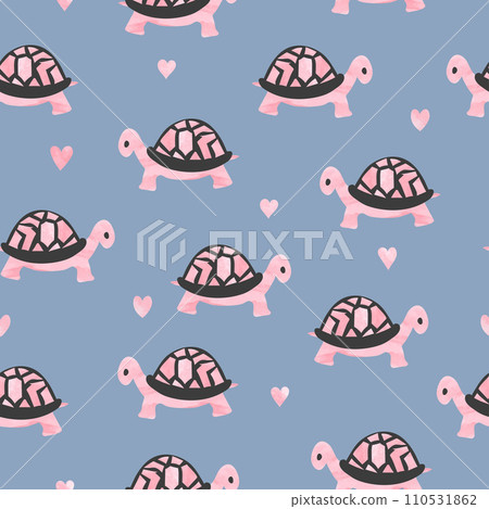 Seamless vector cute tortoise pattern for kids. Baby print Seamless vector cute tortoise pattern for kids. Baby print 110531862