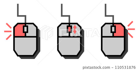 Illustration explaining how to use a mouse to operate a computer by clicking Illustration explaining how to use a mouse to operate a computer by clicking 110531876