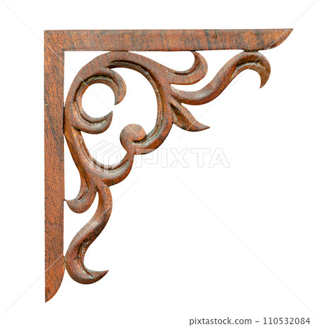 element wood carving with style Thai pattern art isolated element wood carving with style Thai pattern art isolated 110532084