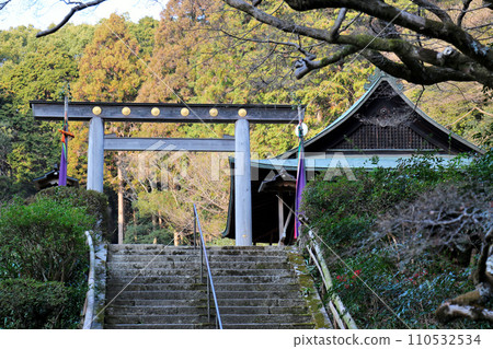 Hyuga Daijingu Shrine stone stairs and torii gate Hyuga Daijingu Shrine stone stairs and torii gate 110532534