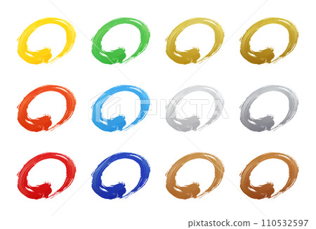 Illustration material of a circle with a three-dimensional effect that looks like it was drawn with a brush 110532597