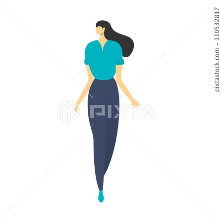Young Asian businesswoman walking confident. Modern professional woman in smart casual attire, vector illustration Young Asian businesswoman walking confident. Modern professional woman in smart casual attire, vector illustration 110532817