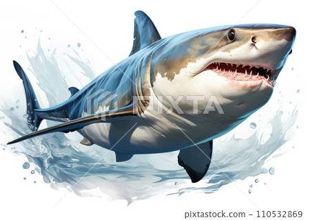 Scary shark with open jaws. Generative AI 110532869