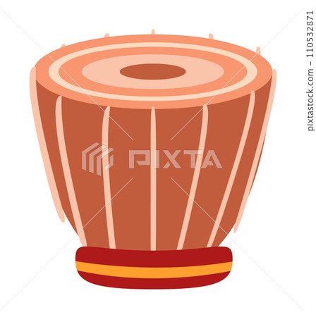 Flat design traditional wooden djembe drum. African percussion instrument vector illustration 110532871