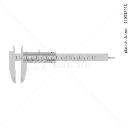 Gray vernier caliper flat design isolated on white. Precision measuring tool in metric. Engineering and mechanical tool vector illustration 110532918