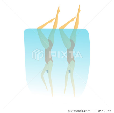 Synchronized swimmers performing, legs up in water. Elegant aquatic dance, athletes in swimming routine vector illustration Synchronized swimmers performing, legs up in water. Elegant aquatic dance, athletes in swimming routine vector illustration 110532966