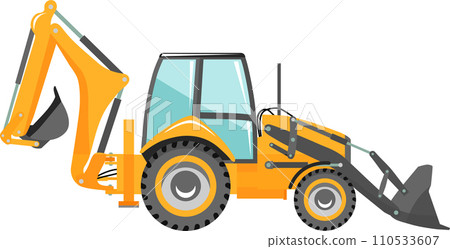 Wheel Backhoe Loader Icon in Flat Style. Vector Illustration 110533607