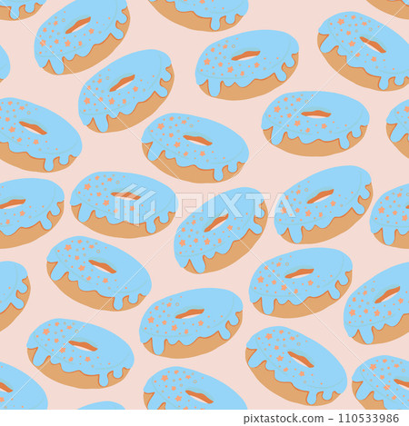 Seamless pattern with glazed donuts Vector illustration 110533986