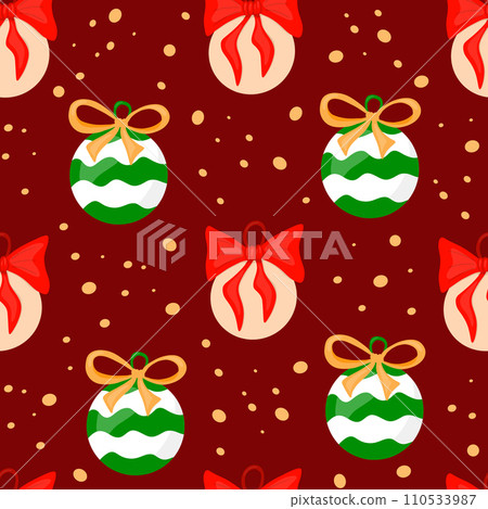 Christmas and Happy New Year seamless pattern with Christmas decorations Vector illustration Christmas and Happy New Year seamless pattern with Christmas decorations Vector illustration 110533987