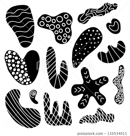 hand drawn various shapes and doodle objects. Abstract contemporary modern trendy vector illustration. Vector illustration hand drawn various shapes and doodle objects. Abstract contemporary modern trendy vector illustration. Vector illustration 110534011