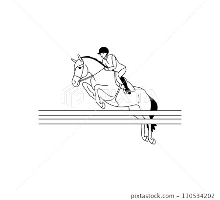 Jumping rider and horse. Jumping rider and horse. 110534202