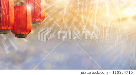 Chinese New Year lanterns and firework Chinese New Year lanterns and firework 110534710