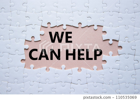 We can help symbol. Concept words We can help on white puzzle. Beautiful pink background. Business and We can help concept. Copy space. We can help symbol. Concept words We can help on white puzzle. Beautiful pink background. Business and We can help concept. Copy space. 110535069