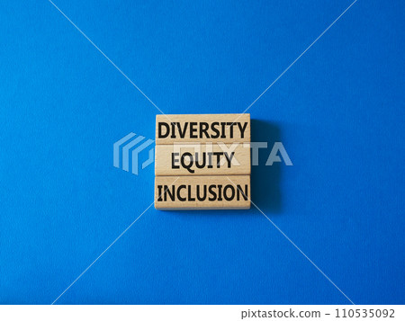 Diversity Equity Inclusion symbol. Concept words Diversity Equity Inclusion on wooden blocks. Beautiful blue background. Business and Diversity Equity Inclusion concept. Copy space Diversity Equity Inclusion symbol. Concept words Diversity Equity Inclusion on wooden blocks. Beautiful blue background. Business and Diversity Equity Inclusion concept. Copy space 110535092