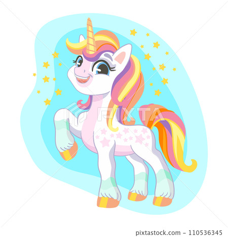 Cartoon unicorn with main vector illustration 110536345