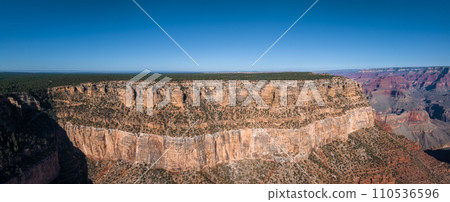 Grand Canyon aerial scene. Panorama in beautiful nature landscape scenery in Grand Canyon National Park. South Rim of the Grand Canyon National Park. Scenery of the Grand Canyon, Arizona. 110536596